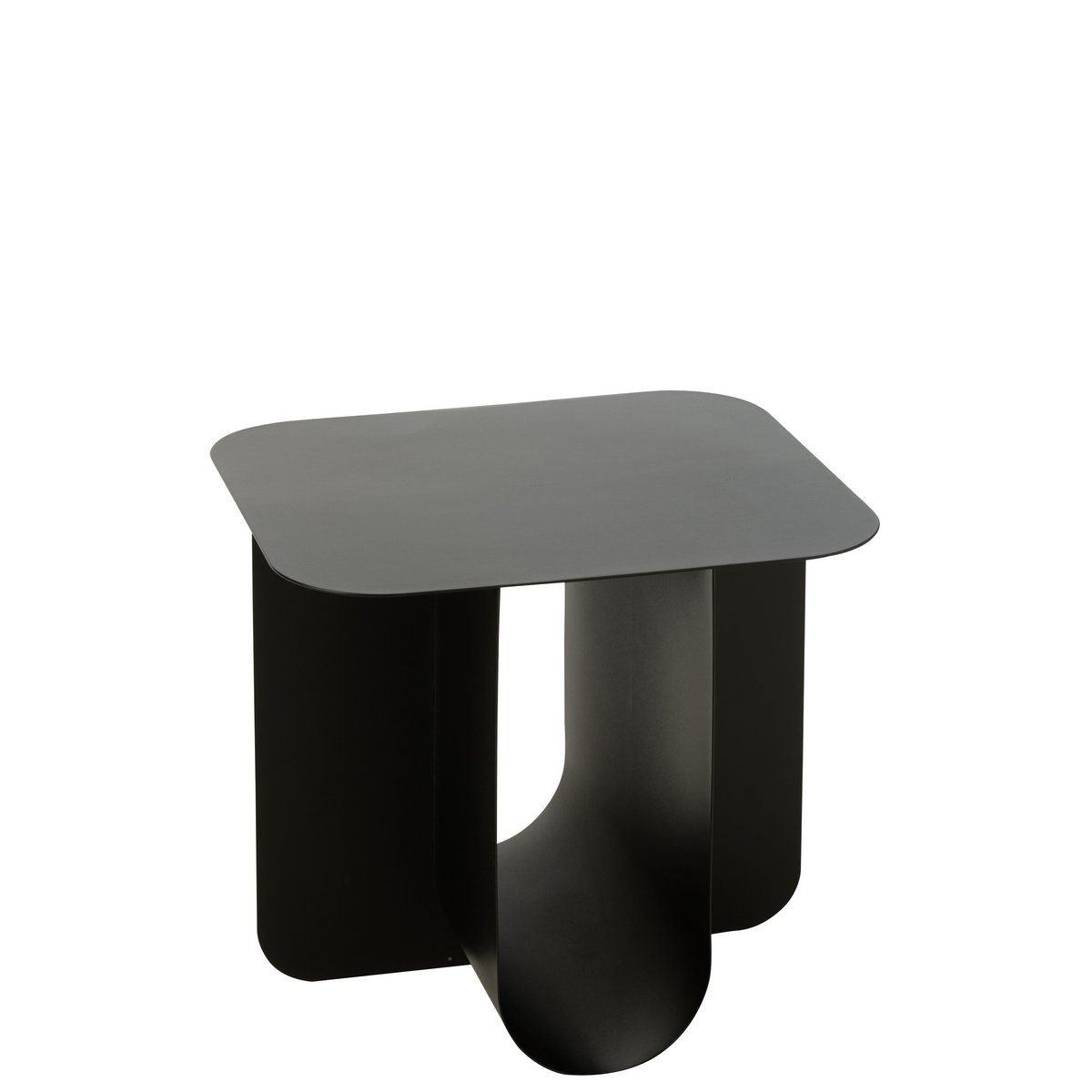 Table d'Appoint J-Line Carrée en Métal Noir sur un tapis