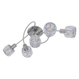 Le plafond de 5 LED "Josefa", lampe au plafond en métal et le verre en acier inoxydable, avec des lampes filamentaires de version E14 incluses, pour le salon, la salle à manger, le couloir ou le couloir 61 x 36 x 21 cm