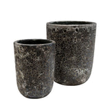 Cache-pot - Fuji relic noir Ø36/26 x H45/35 cm (lot de 2 pièces)