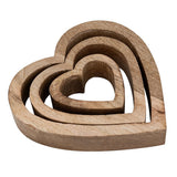 Decofigure Heart 3 Set Wood Figure 24/18/11 cm Décoration de mariage Mango Wood