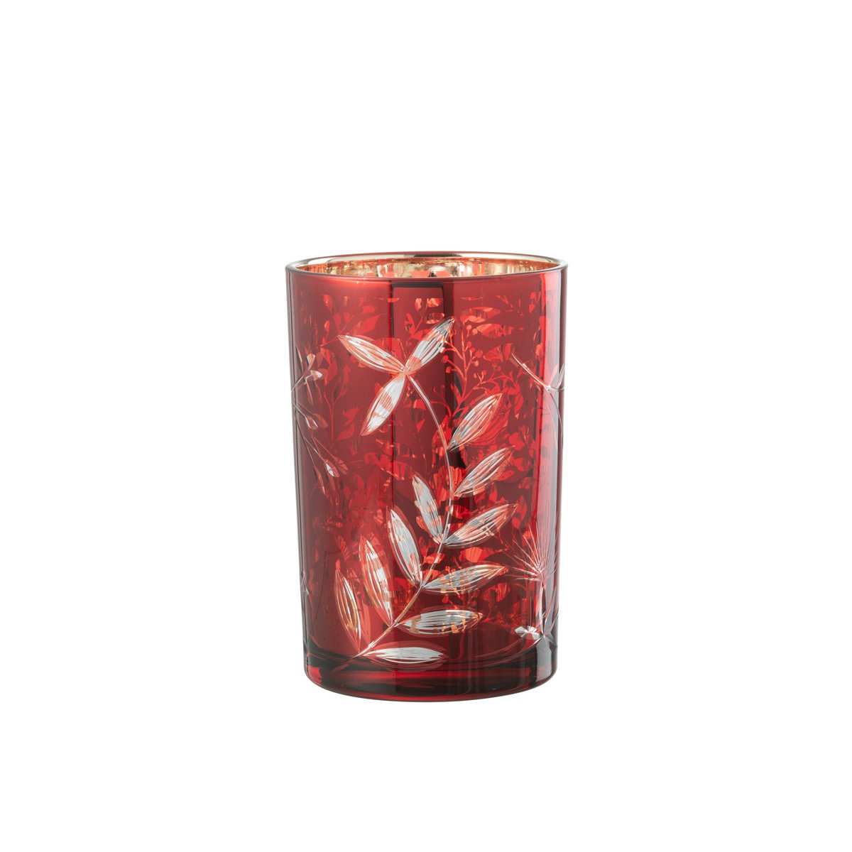Lanterne J-Line Feuilles en verre rouge et or, vue de face