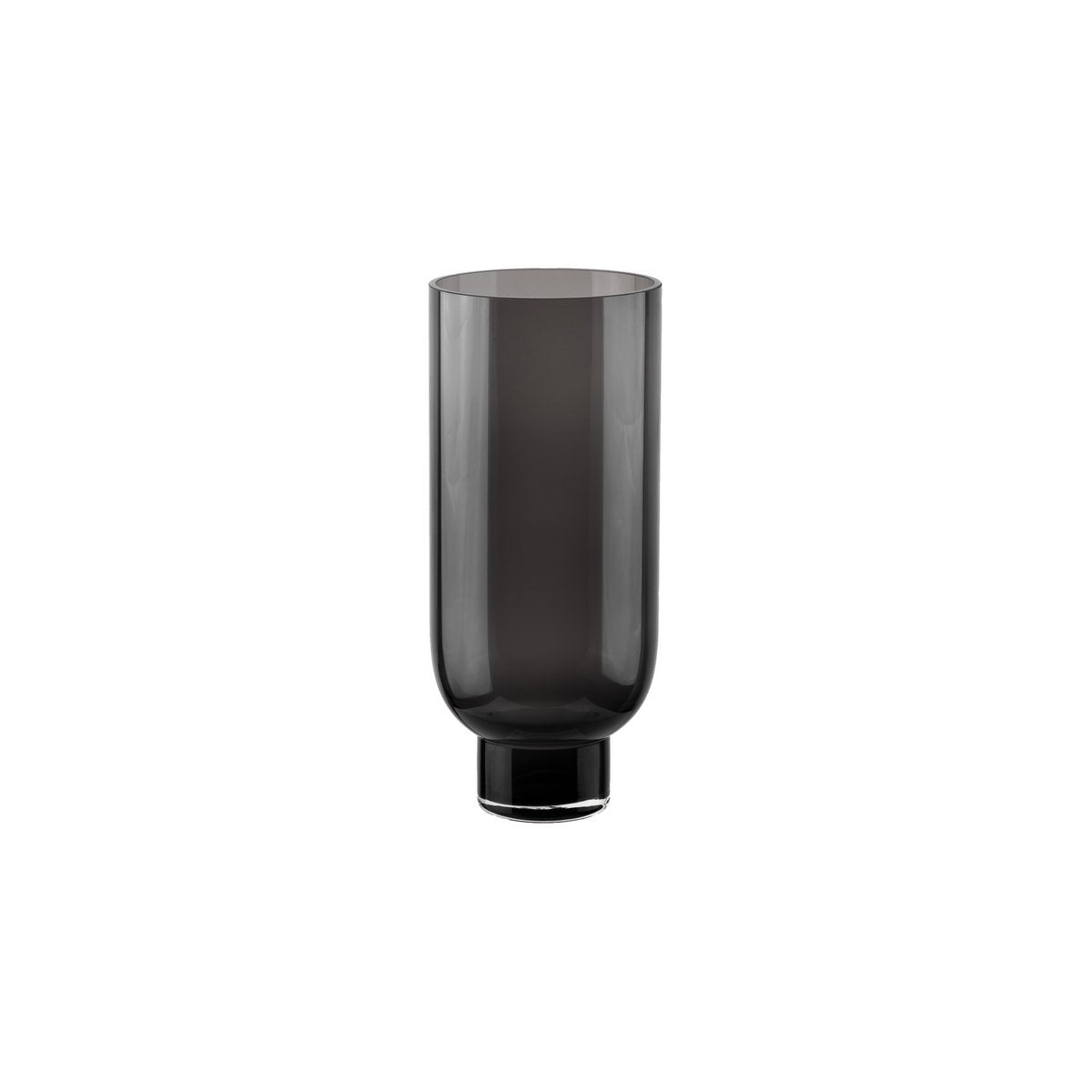 Vase en verre cylindrique OMAHA14GR sur une table en bois