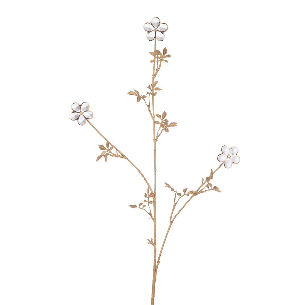 Détail de la branche fleurs cristal J-Line, finition dorée raffinée