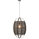 Lampe Suspendue Ion en lin et bambou noir, vue de face