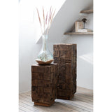 Socle J-Line en bois naturel - mise en scène dans un salon