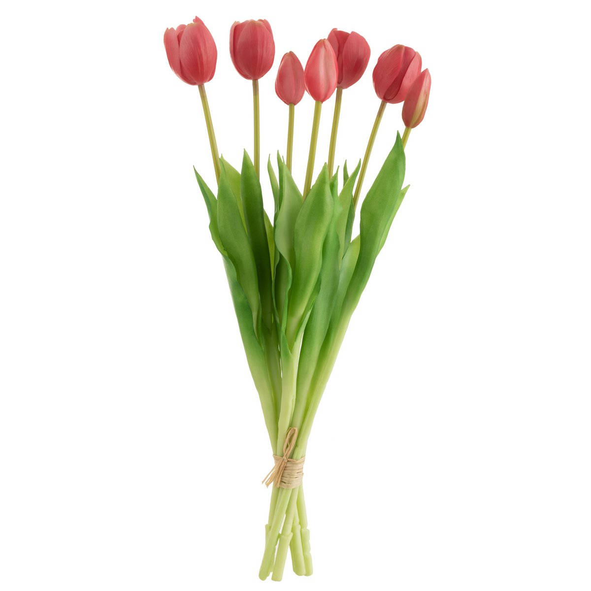 Bouquet de Tulipes J-Line en polyuréthane rose vif, 7 pièces, vue rapprochée