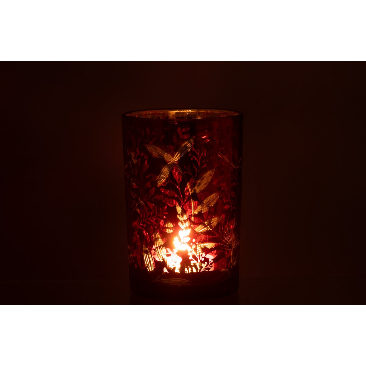 Détail de la lanterne J-Line Feuilles, design élégant en verre