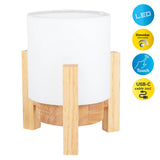 Lampe ackitique "Madita" 19 cm de haut, en blanc / nature, avec LED intégrée, dimmable avec capteur tactile