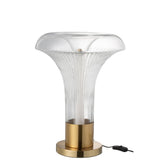 Lampe de table J-Line en métal doré et verre transparent, vue de face
