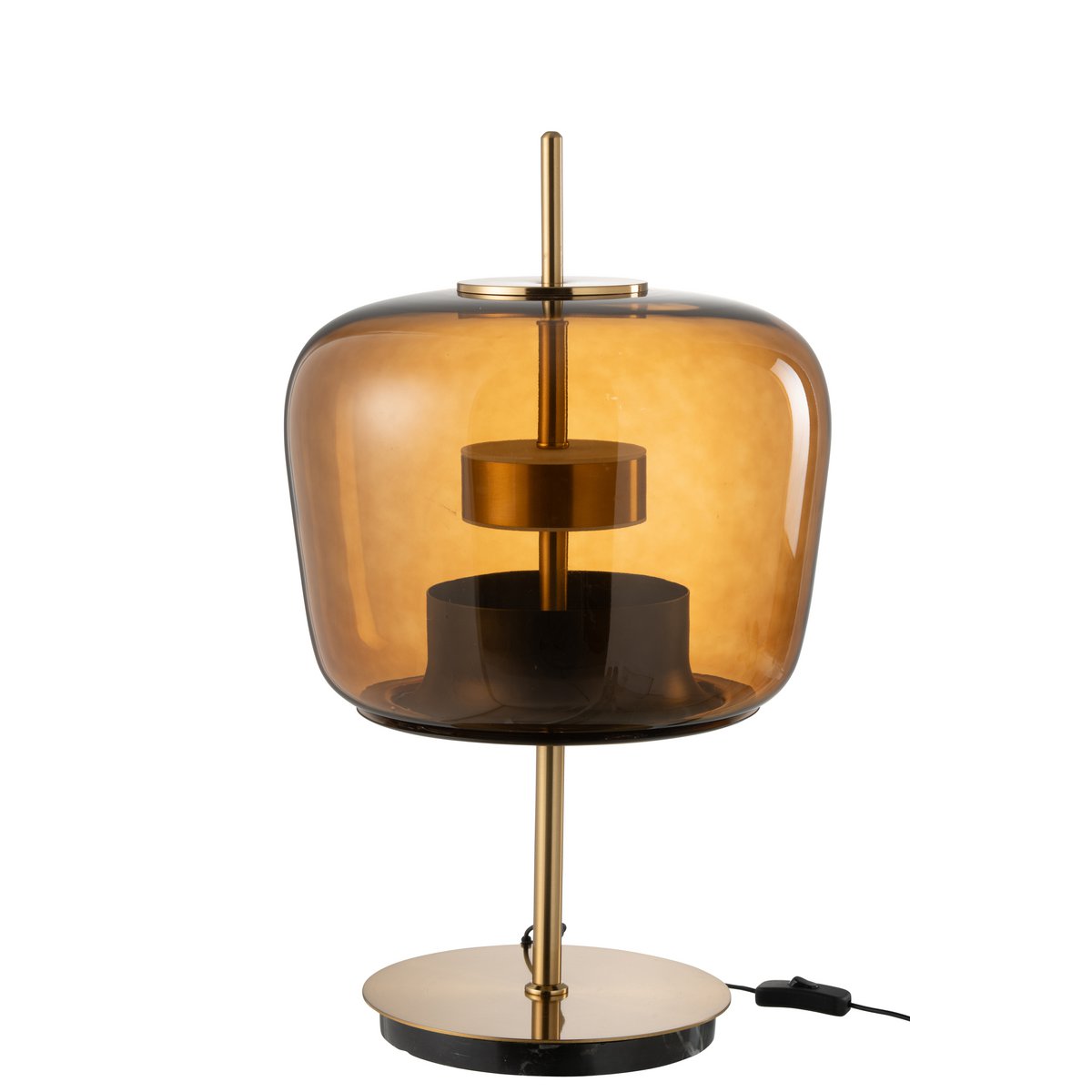 Détail de la lampe de table J-Line en verre marron