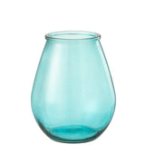 Vase œuf en verre bleu J-Line - mise en scène dans un intérieur moderne