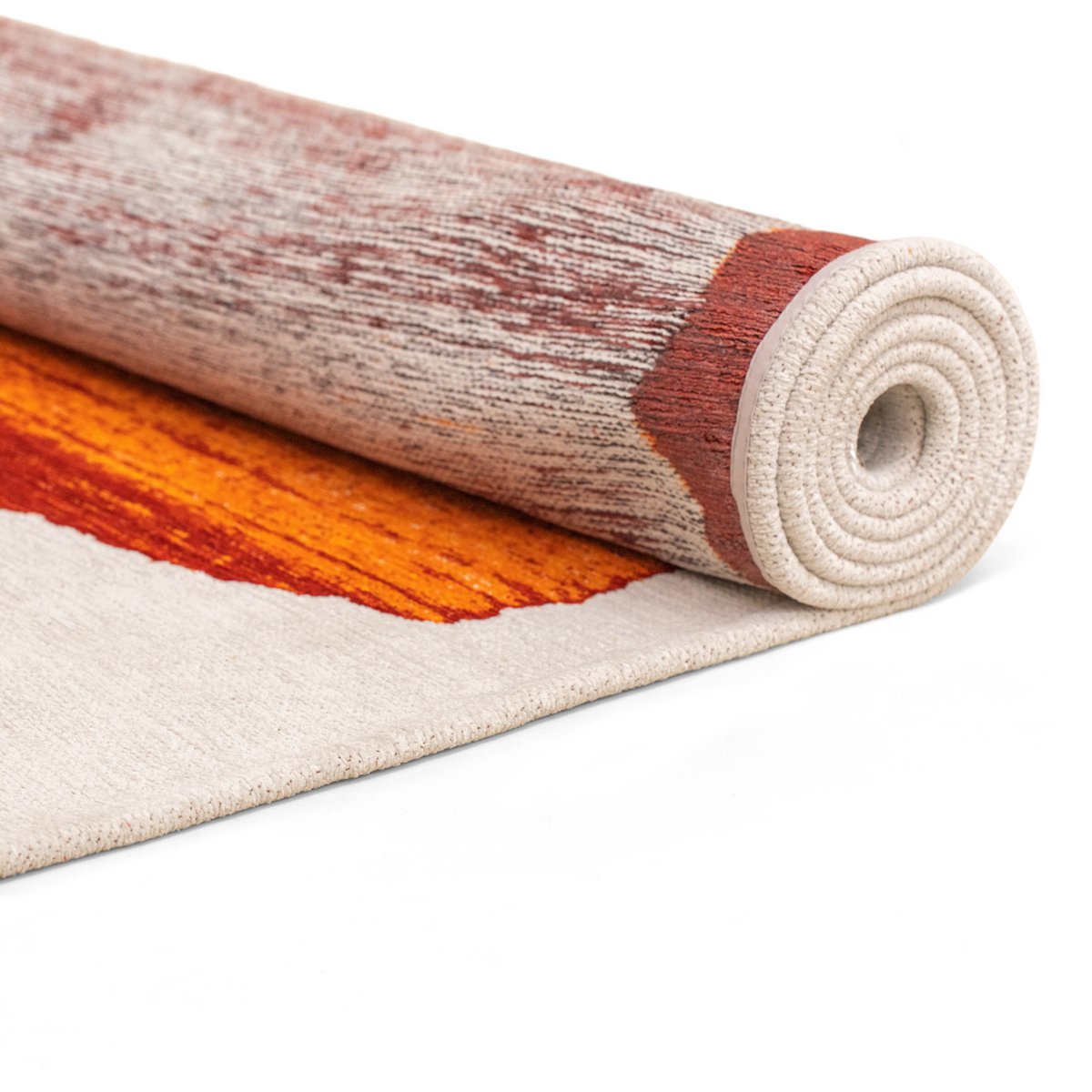 Tapis Eco orange, mise en scène dans une chambre élégante