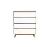 Commode chic scandinave en bois et blanc, vue de face