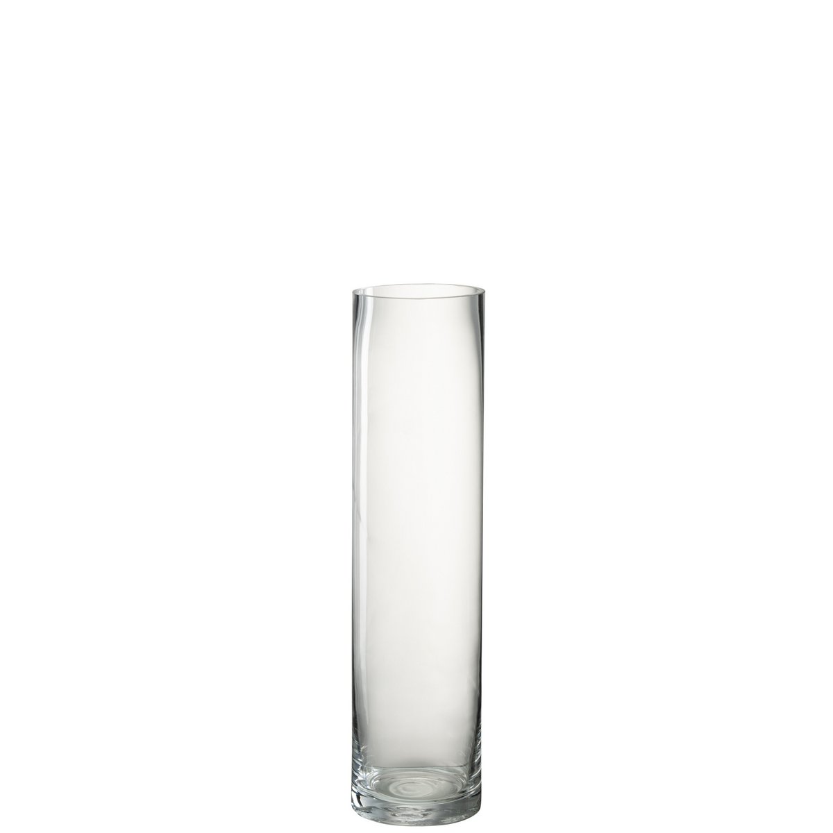 Vase cylindre en verre transparent J-Line, vue en situation dans un salon