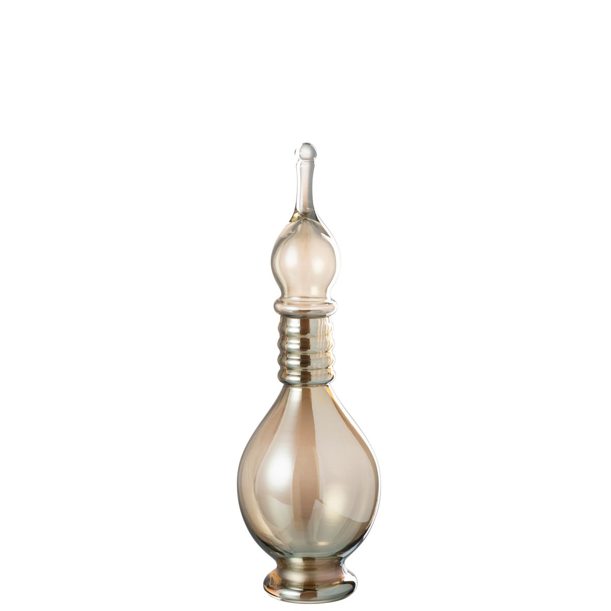 Vase J-Line en verre beige avec bouchon Joey, vue de face