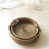 Plateau rond PINTU en jonc de mer, tissage unique et élégant