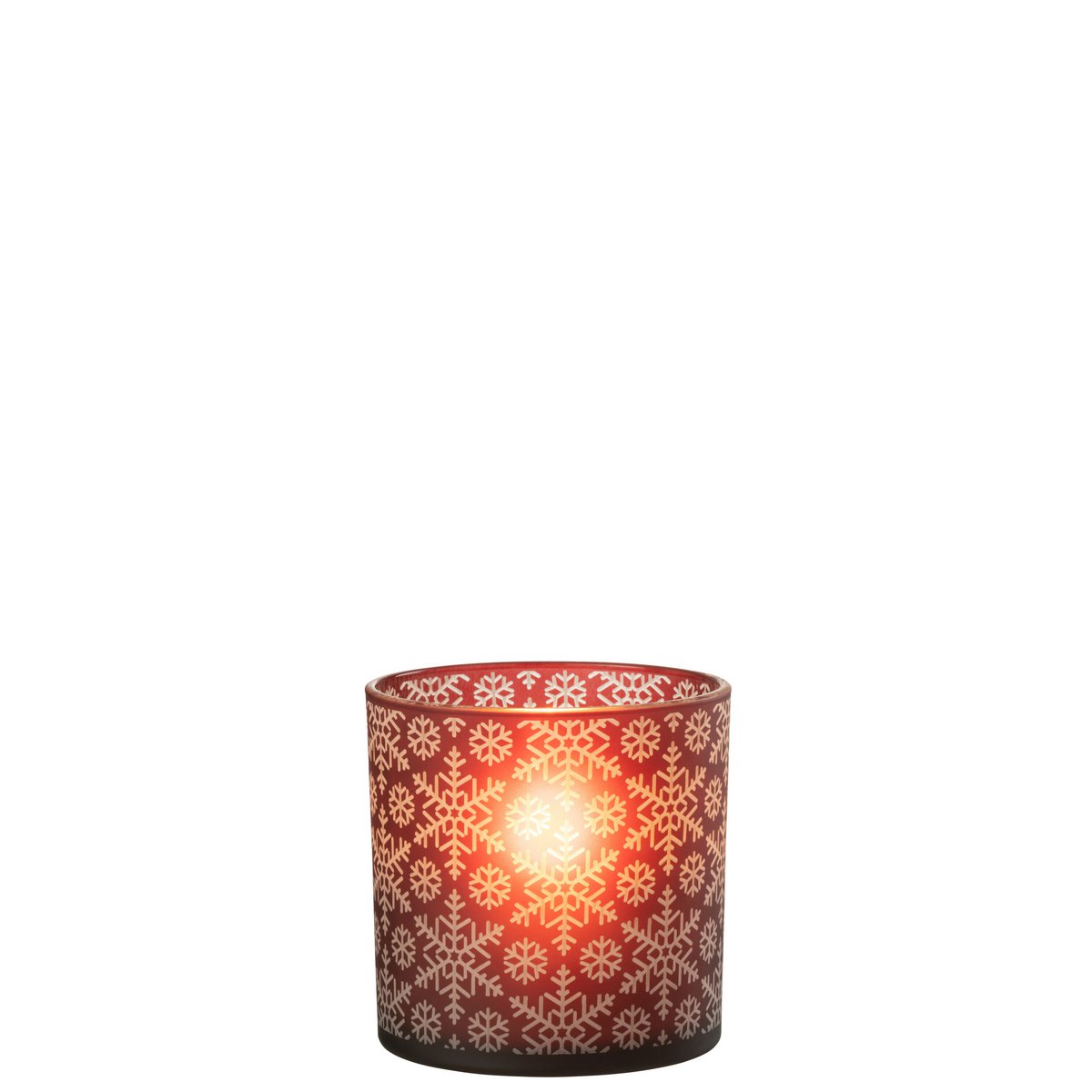 Lanterne J-Line Snow rouge en verre, vue de face