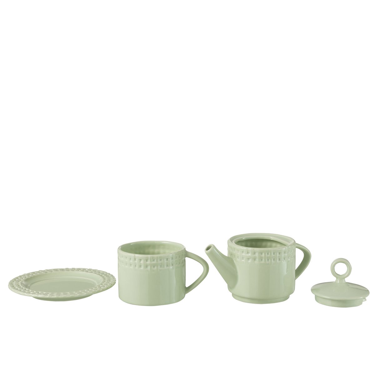 Théière J-Line en céramique verte, design moderne et élégant.