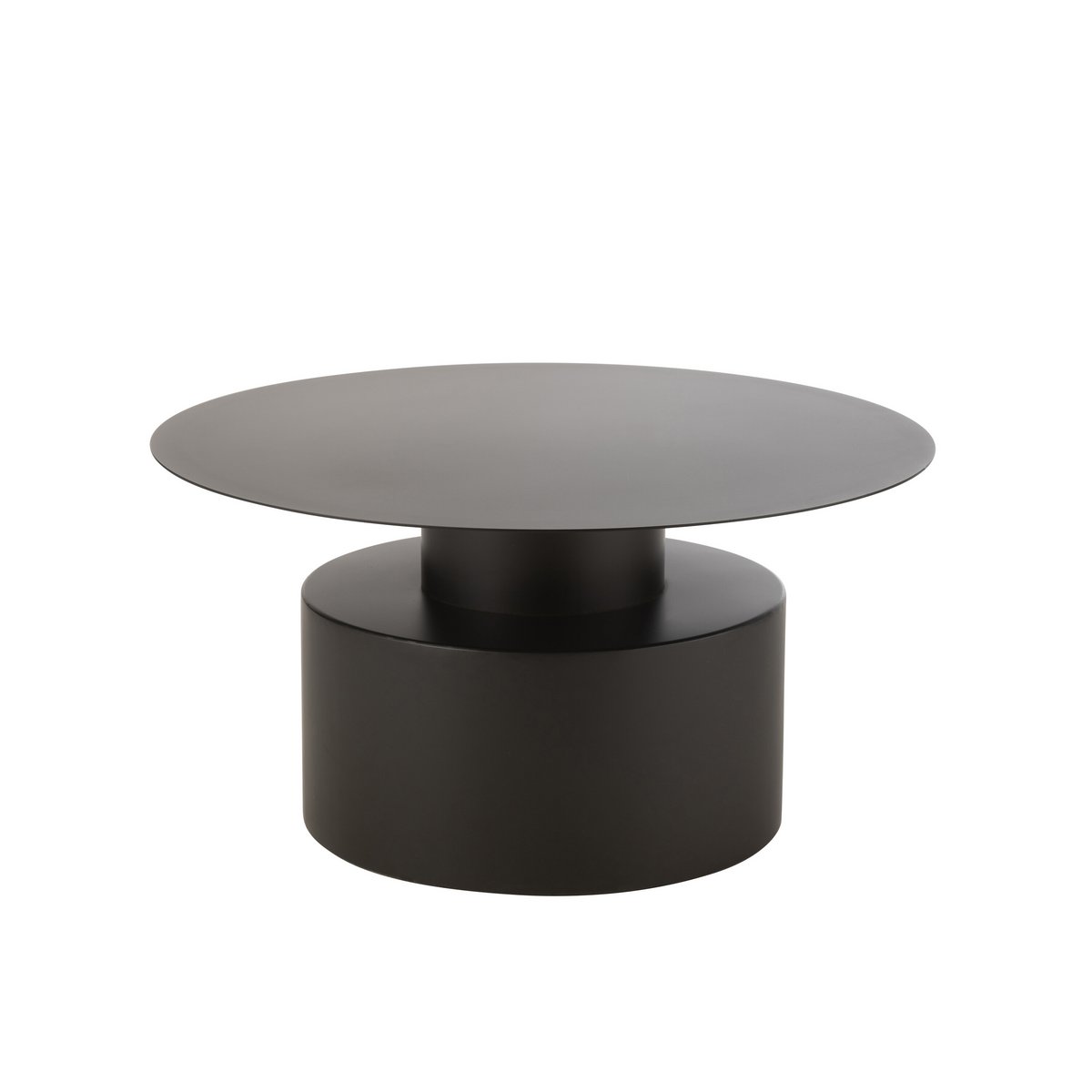 Table basse J-Line ronde en métal noir, vue de face