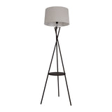 Lampe debout avec table "Tora" intégrée en métal collé et matériau textile coloré naturel, 158 cm de haut Ø 51 cm, E27