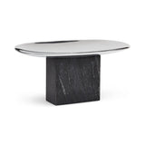 Plateau Sapoto Noir en aluminium poli avec socle en pierre brute