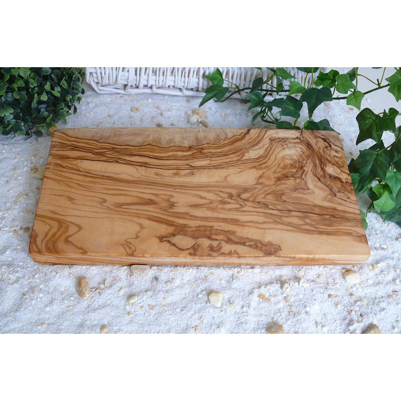 Planche à déjeuner carrée en bois d'olivier - détail du grain