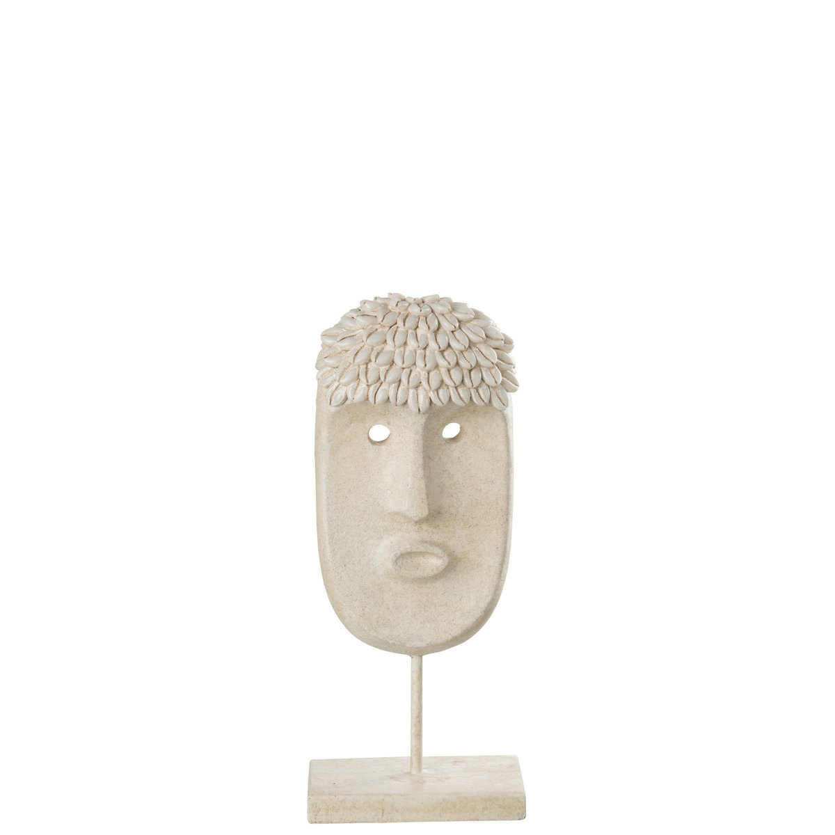 Support Visage Ethnique en Pierre et Résine Beige, design élégant et moderne