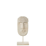 Support Visage Ethnique en Pierre et Résine Beige, design élégant et moderne