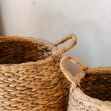 Panier à linge tissé rond - Hamper boho bulbeux - panier de plantes naturelles - Grande de stockage de jacinthe à grande eau (2 tailles) Citra