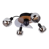 Plafond comprenant le ventilateur "Fumoso", en noir, brun et nature, pour E27, Ø 51 cm