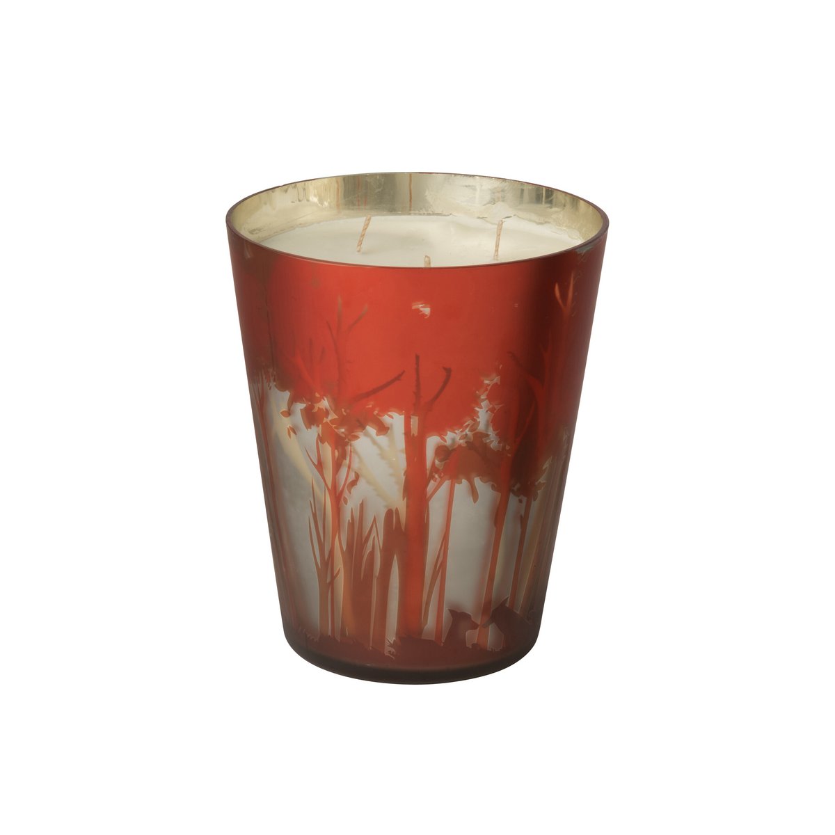 Bougie parfumée J-Line Noa Bos rouge et or, vue de face