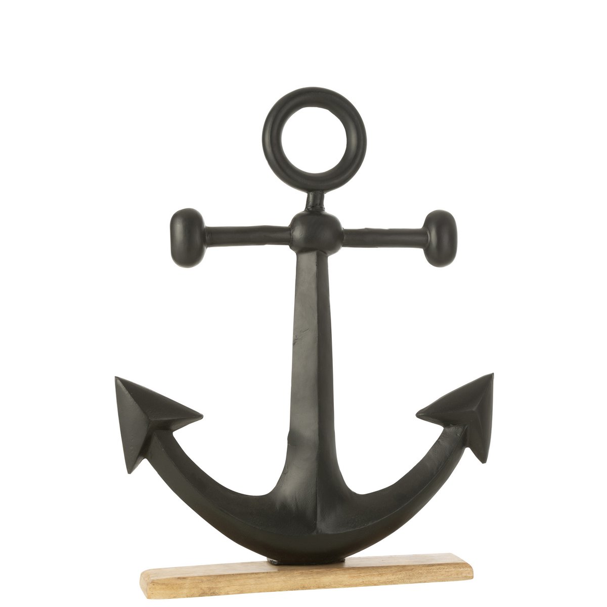 Sculpture Anker J-Line en aluminium noir, vue de face