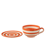 Détail de la tasse Granada Stripes avec motifs colorés