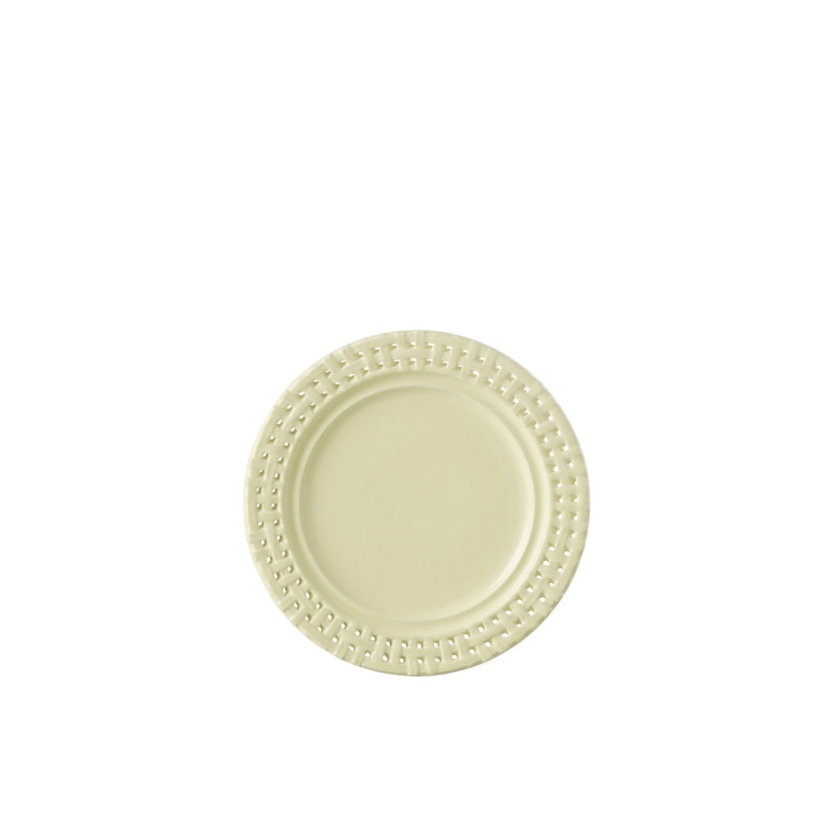 Assiette J-Line ronde en céramique jaune vue de dessus