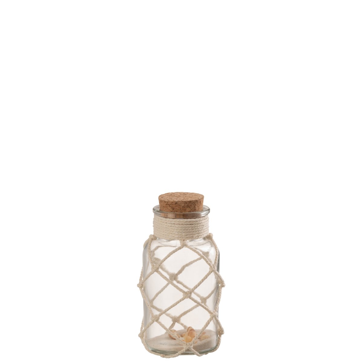 Vase de décoration J-Line Sand Shells en verre transparent, vue de face