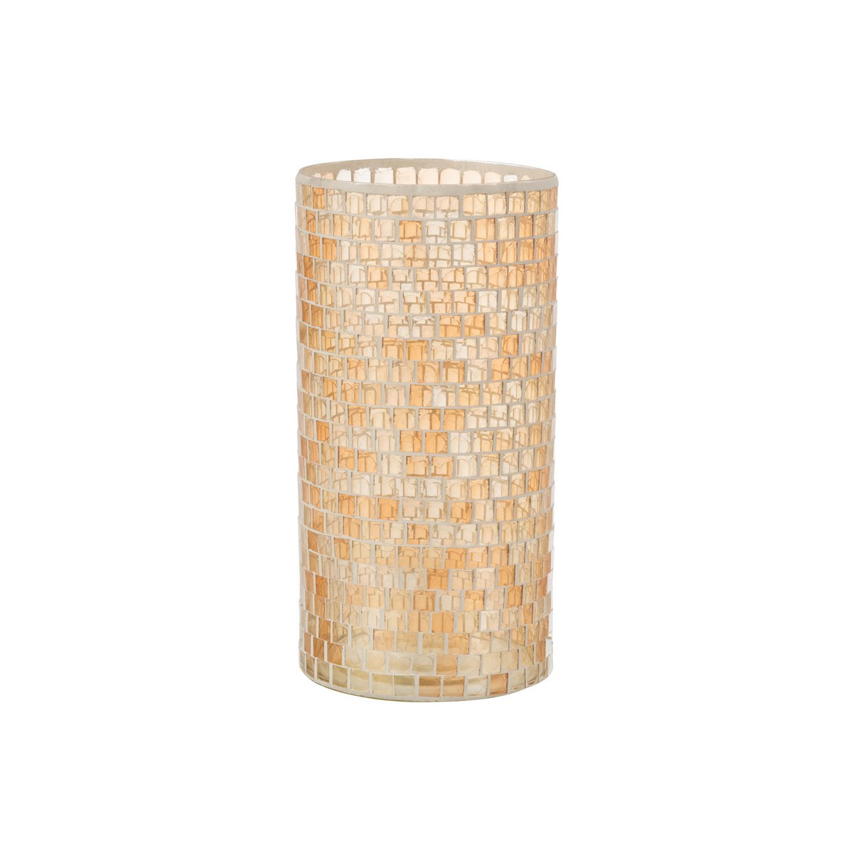 Vase mosaïque rond en verre orange de 29 cm - Vue de face
