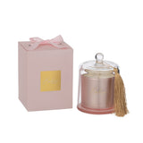 Bougie Parfumée J-Line Stolp Bonheur Rose - vue de face avec cloche