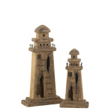 Phare de décoration J-Line en bois naturel foncé, vue avant