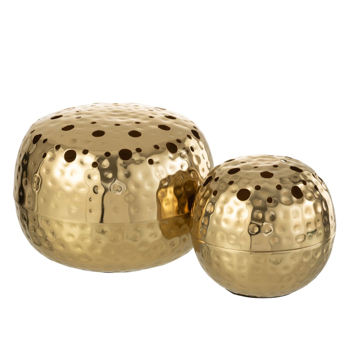 Vase J-Line Boule en métal doré sur table, décor moderne