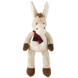 Âne en peluche J-Line avec écharpe beige et marron, design élégant