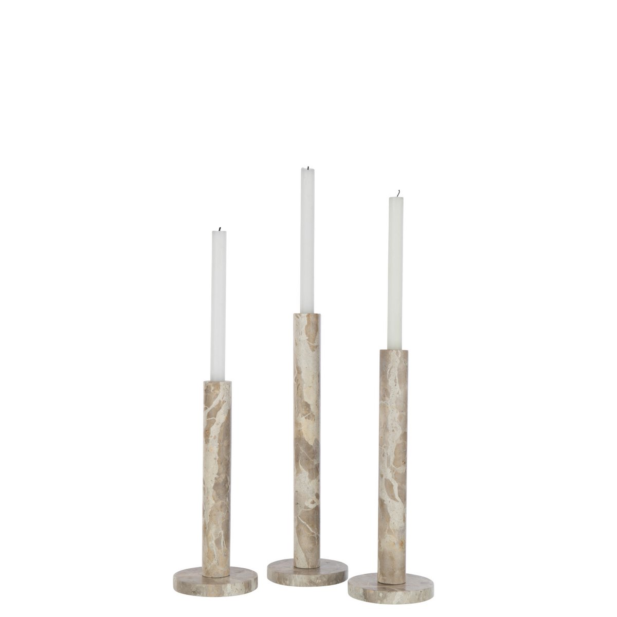 Bougeoir J-Line en marbre beige avec une finition élégante