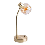 Lampe de table "Libby", lampe de table classique en métal de couleur en laiton et verre teinté en ambre, avec socket E14, pour salle à manger, salon, couloir ou bureau, 34 cm de haut