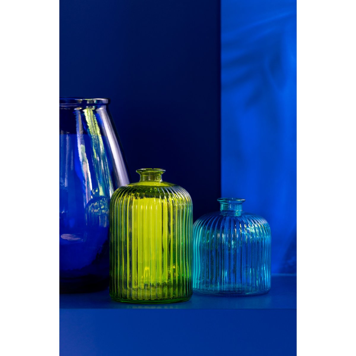 Vase Bouteille Stripe en verre aqua - vue avant