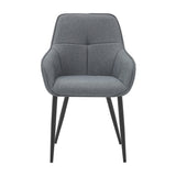 Fauteuil en lin gris élégant avec structure en métal, vue de face