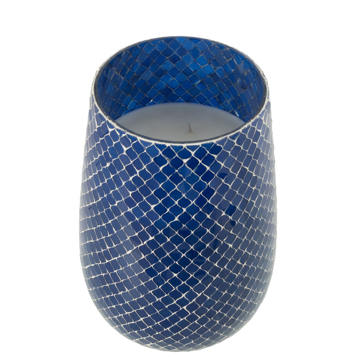 Détail de la bougie parfumée Mia Mosaic J-Line, couleur bleu