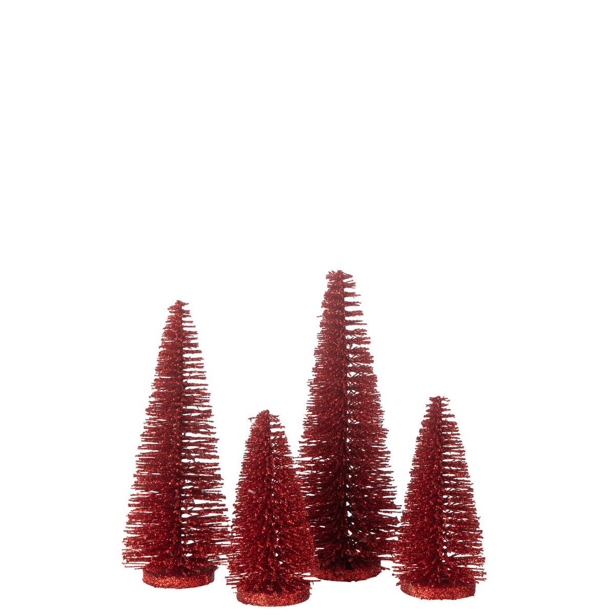 Décoration J-Line Arbre Paillettes Rouge - Vue de face