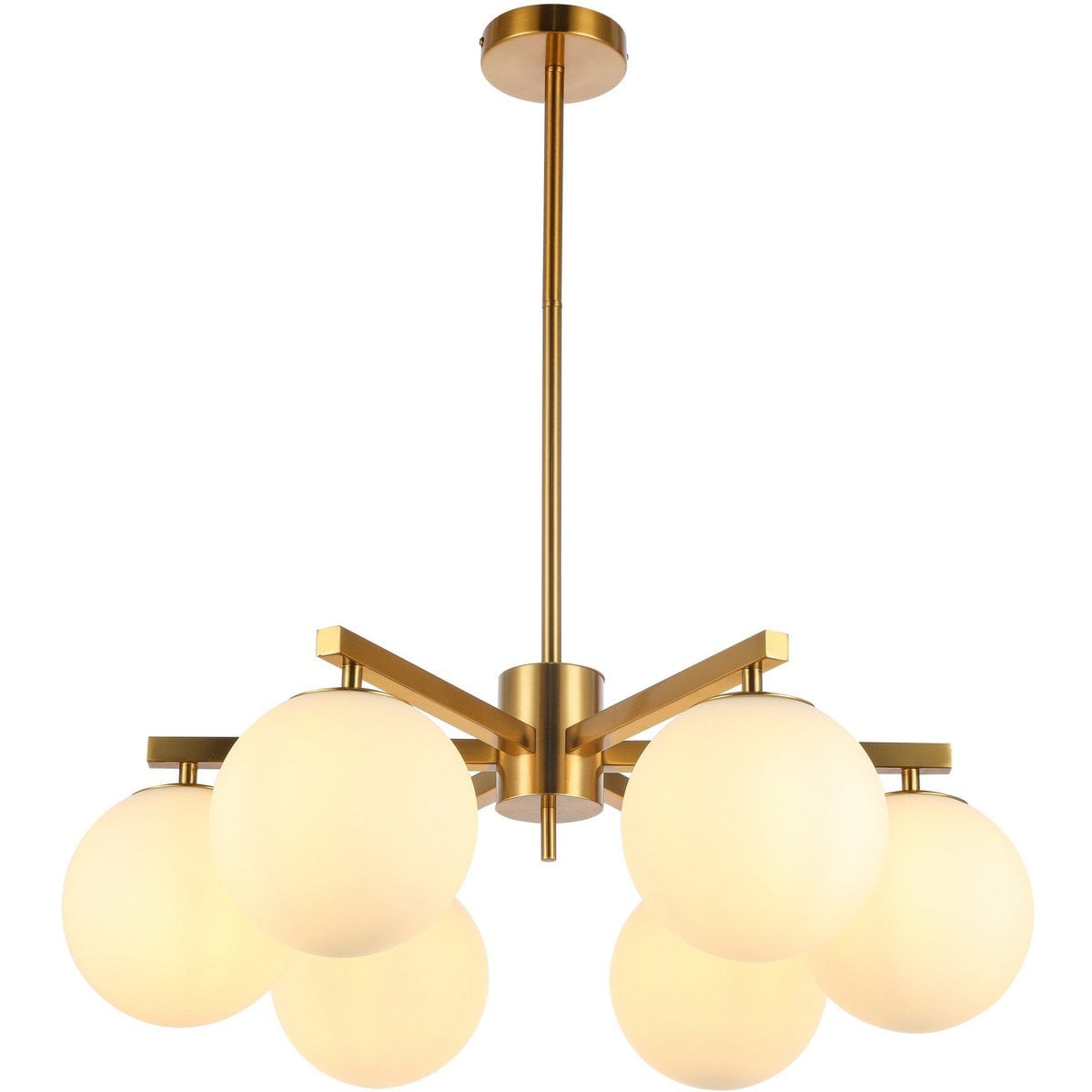 Détail de la lampe Stella Blanc avec ses calices en verre blanc