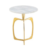 Table d'appoint métal ronde ø 45 x 56 cm table décorative marbre Sohoo cadre argent ou or