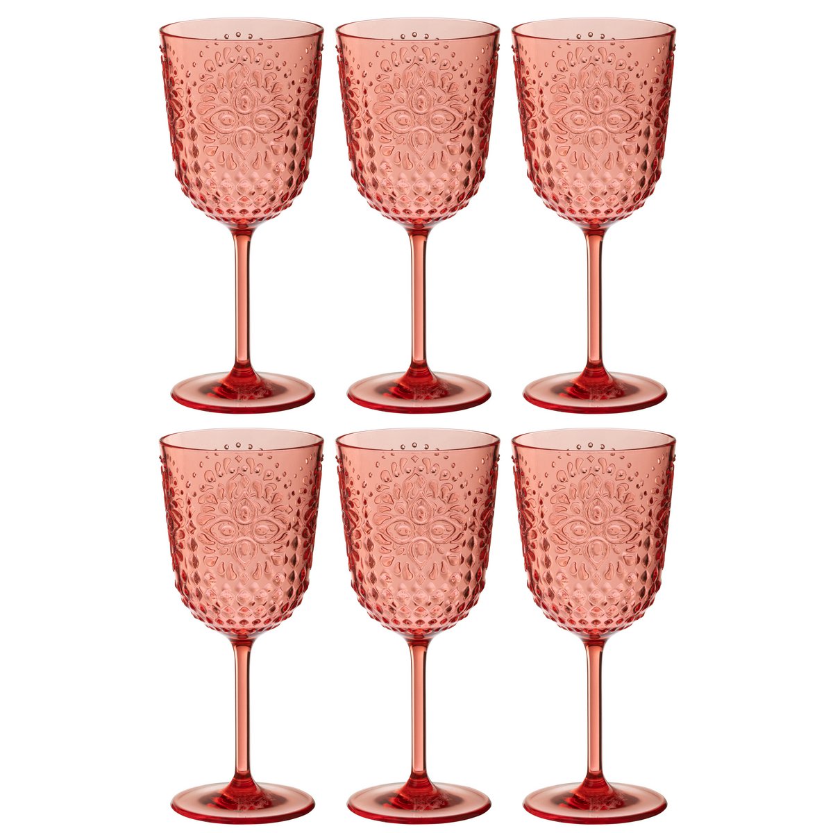 Boîte de 6 verres à vin rouge J-Line - mise en scène sur table