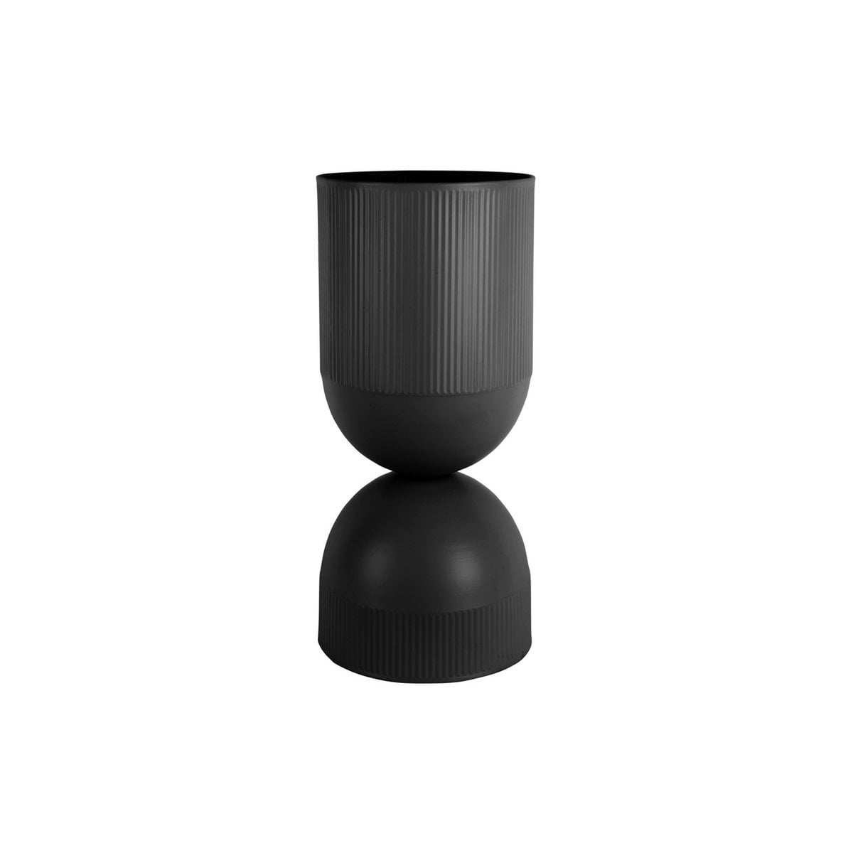 Cache-pot Tonar XL en métal noir, design réversible, vue de face